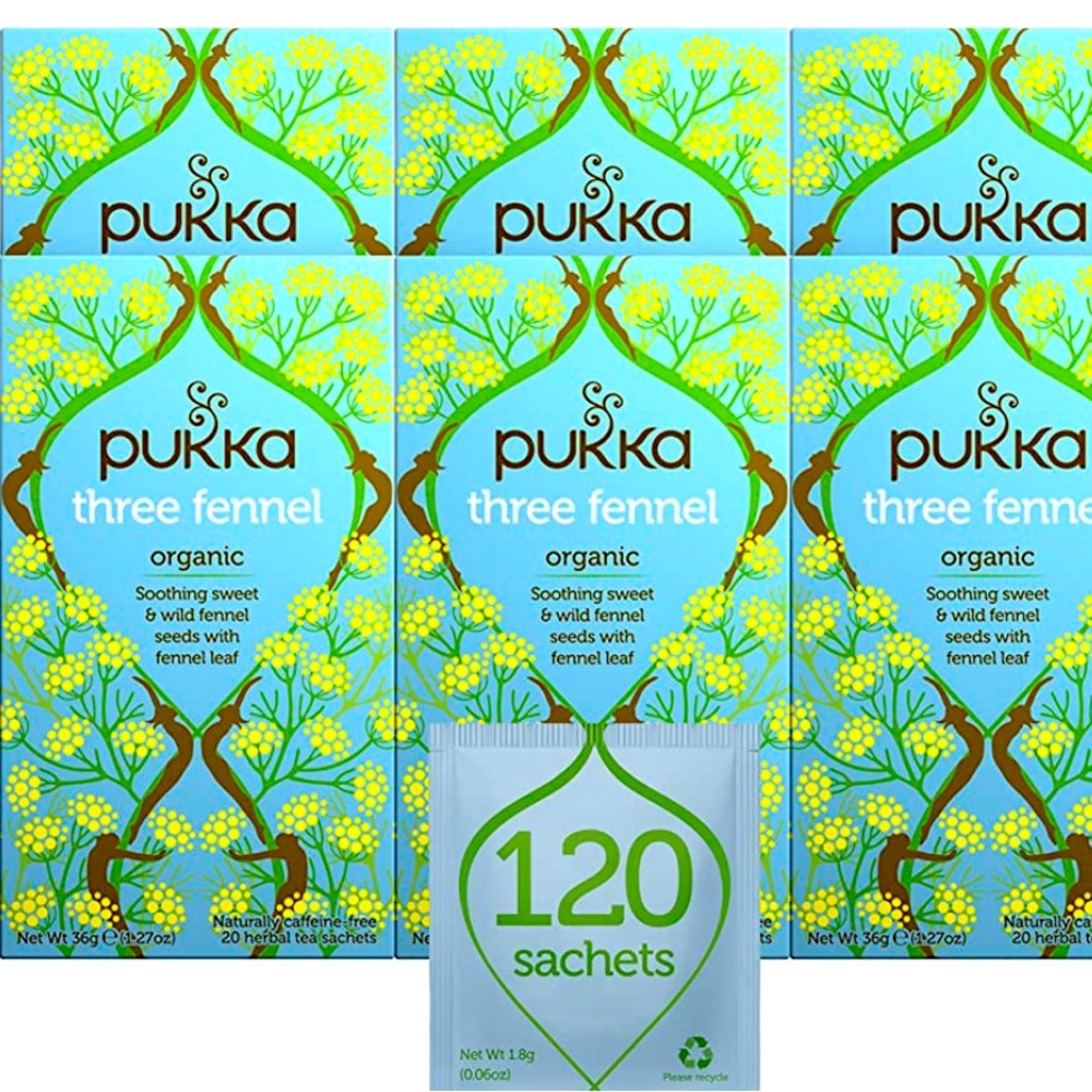 Pukka Three Fennel, Organic Herbal Tea (6 Pack-20 each total 120 Tea